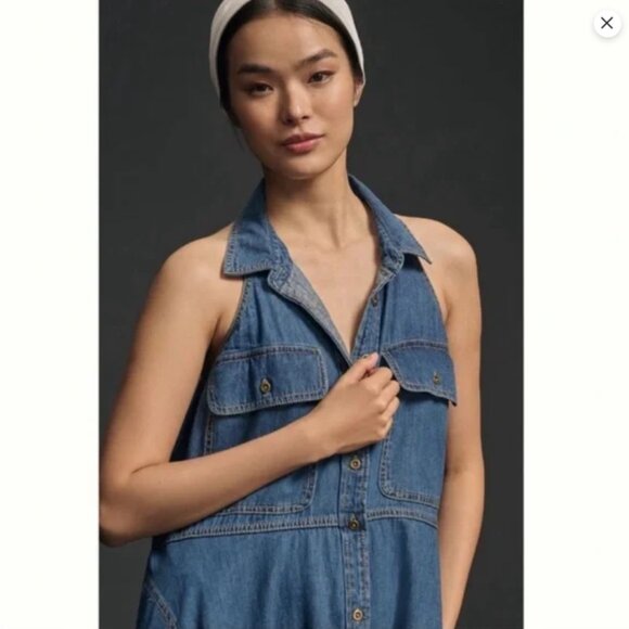 Anthropologie Pilcro Sleeveless Halter Swing Midi Dress 2X - Picture 2 of 7